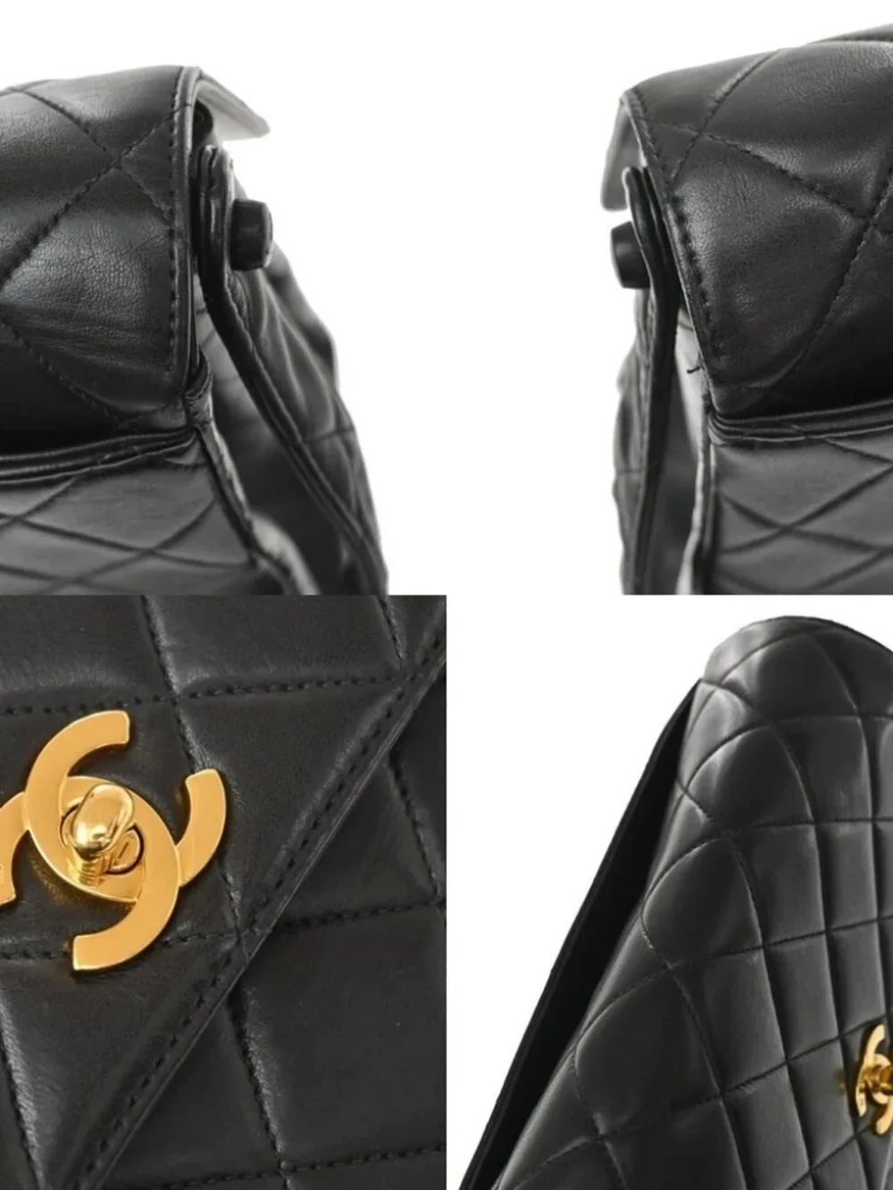 CHANEL CC Logo Matelasse Shoulder Bag Leather Black GHW France Vintage